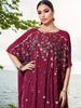 Hand-Embroidered Beaded Cape Dress With 3D Floral Details - Elegant Long Evening Gown_ecoleips.com