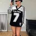 Women's Loose Long Sleeve T-Shirt V Neck Pullover Casual Sporty Top Dopamine Digital Print American Basic Style 2024_ecoleips.com
