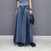 American Street Style Pleated Washed Color-Block Jeans For Women, Autumn New Loose Fashionable Casual Wide-Leg Pants_ecoleips.com