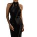 2025 Summer European And American Cross-Border Trade New Fashion Sexy Satin Backless Solid Color Elegant Dress_ecoleips.com
