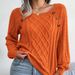 2025 Autumn Winter Casual Square Neck Buttoned Cable Knit Pullover Sweater Independent Station Cross-Border_ecoleips.com