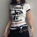 retro Y2K Millennium Style White Short-sleeved T-shirt For Women, Summer European And American Hot Girl Off-shoulder_ecoleips.com