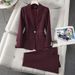 Women's Professional Suit Set Wine Red Elegant Blazer And Pants Office Interview Business Attire_ecoleips.com