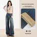 Orange Silk Women's Clothing#American Style Design Wide-Leg Jeans Spring High-Waisted Loose Slimming Floor-Length_ecoleips.com
