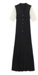 K Women's Fashion Short-sleeved Button-down Knitted Dress_ecoleips.com