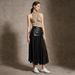 K Dark Style Patchwork Design Long Skirt, New Floor Length Leather Patchwork Skirt_ecoleips.com