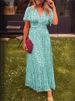 Summer Women's Floral Print Casual Dress Fashion V Neck Short Sleeve Elegant Office Female Beach Party Maxi Dresses Robe Femme_ecoleips.com