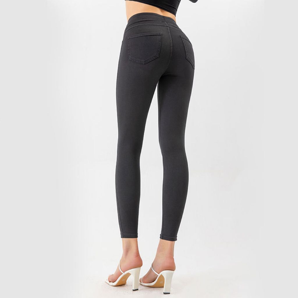 Women's Oversized High-Waisted Yoga Jeans Slimming Butt-Lifting Double Pocket Sports Leisure Sports Fitness Pants_ecoleips.com