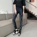 Stylish Rhinestone-Embellished Stretch Leggings - Faux Denim Design, High Waist, Skinny Fit, Comfortable & Versatile For Women_ecoleips.com