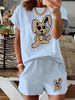 Women’s 2 Piece Outfit Set – Oversized Graphic T-Shirt And Biker Shorts Matching Set, Casual Summer Lounge Tracksuit For Daily Wear-313_ecoleips.com