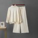 Women's Winter Knitted Sweater Set Fashionable Temperament Lazy Style Tops And Wide Leg Pants Two-Piece Suit European American Inspired_ecoleips.com
