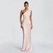 Summer Sexy Sleeveless Pleated Long Skirt for Women European American Style Oblique Shoulder Slim Fit Hip Dress_ecoleips.com