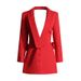 2025s Ming Style Waist Cinched V-neck 2025 New Niche Design Backless Patchwork Flower Suit Jacket For Women_ecoleips.com