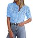 Elegant Women's Lace Blouse Fluted Sleeves Breathable Button-Up Shirt Casual Top for Women_ecoleips.com