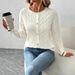 Cable Knit Cardigan – Oversized Viscose Blend Open Front Sweater (S-XL, White, Spring/Autumn Elegant Layering Piece)_ecoleips.com