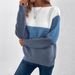 Women's Color-Block Knit Sweater – Polyester & Acrylic Blend, Round Neck, Long Sleeve, Loose Fit, Casual Pullover_ecoleips.com