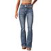 2025 Spring European And American Cross-Border New Retro Stretch Jeans Women's Washed Flared Long Pants_ecoleips.com