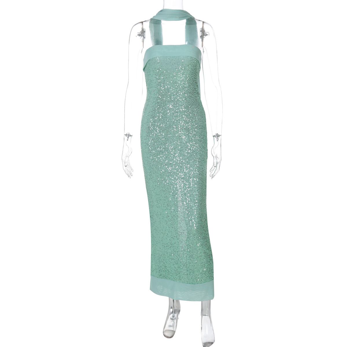 TARUXY Sexy Sequins Strapless Ribbon Dress For Women Fashion Splice Slim Long Dress Sleevekess Evening Party Clothes High Waist_ecoleips.com