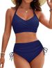 Women's Clothing New Multi Color Split High Waist Drawstring Women's Sexy Bikini Swimsuit_ecoleips.com