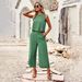 Voya Women's European American Solid Color Fashion Two-Piece Set For Women Summer Elegant Sleeveless Casual Suit_ecoleips.com