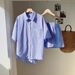 Summer Fashion Women's Casual Loose Shorts With Pockets Striped Design Early Autumn Suit Top Women's Clothing_ecoleips.com