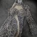 Elegant V-Neck Glitter Evening Dress Long Sleeve Bodycon With Slit For Women Party Banquet Special Occasion_ecoleips.com