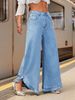 Women's Clothing Trendy Wide-Leg Jeans For Women – Light Blue, Mid-Rise, Non-Stretch & Street Style – XS To XL_ecoleips.com