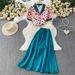 French-Inspired Floral Print Blazer And Midi Dress 2-Piece Set, Elegant Ruffle Sleeve Loose Fit Outfit For Women, Chic Office To Dinner Ensemble_ecoleips.com