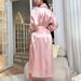 Manufacturer In Stock Long Ice Silk Robe Summer Thin Fashion Simple Homewear Women's Sexy Cardigan Bathrobe_ecoleips.com
