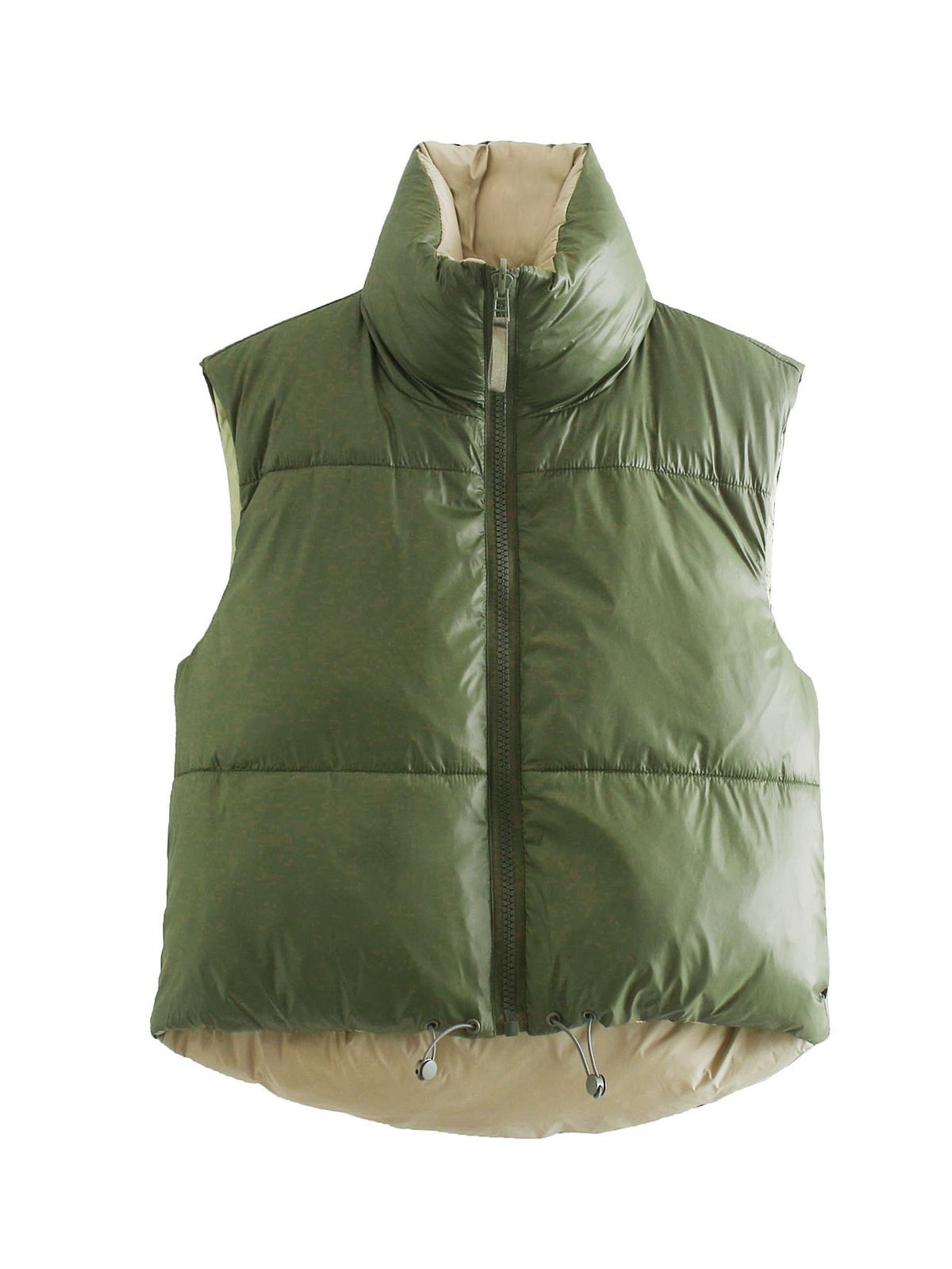 Trendy Reversible Sleeveless Vest For Layering - Lightweight Polyester Puffer Jacket For Men & Women, Streetwear Fashion, Green_ecoleips.com