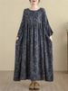 Cotton Long Sleeve Print Floral Vintage Dresses For Women New All Season Casual Loose Long Dress Femme Vestidos Elegant Clothing_ecoleips.com