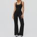 Zechuang Women's Brushed Yoga Suit Crossback Slightly Flared Wide Leg Jumpsuit Running Sports Fitness 9506_ecoleips.com
