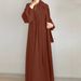 Verve 2025 Spring New Turkey Dubai Solid Color Two-Piece Women's Robe Dress_ecoleips.com