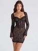 Mozision Lace Long Sleeve Sexy Maxi Dress Women Elegant Square Collar Strapless Backless Split Bodycon Club Party Long Dress_ecoleips.com
