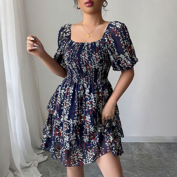 Women's Clothing Temperament Elegant Style Floral Cake Skirt Dress Women's Clothing Summer_ecoleips.com