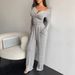 Women's Clothing Autumn Suit Long Sleeved Button Down Solid Color Tight Top Plus Trousers Two Piece Suit For Women_ecoleips.com