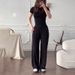 Women's Clothing New Fashion Round Neck Slim Casual Versatile Loose Elastic Wide Leg Pants Suit Women_ecoleips.com