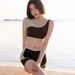 Women's Summer Two Piece Swimsuit Set Conservative Slimming Tummy Covering Sun Protection Three Piece Sports Swimwear_ecoleips.com