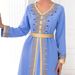 Light Blue Webbing Hand Stitched Long Sleeve Two Piece Dress Spring Travel Elegant And Fashionable Long Dress_ecoleips.com