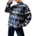 Women’s Clothing Autumn and Winter Geometric Pattern Casual All match Zippered Woolen Coat Hooded Plush Sweater Plush Warm_ecoleips.com