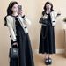 Maternity Wear 2025 Autumn New Korean Version Fashion Long-sleeved Color Matching Top Jacket Thin Vest Dress Two-piece Set_ecoleips.com