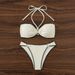 Women's Clothing Shell Edge Hanging Neck Tie Women's Swimwear Polyester Fabric With Chest Pad_ecoleips.com