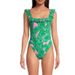 Women's Slim Fit Ruffled One Piece Swimsuit Green Printedfor Vacation Sexy Simple Design Summer_ecoleips.com