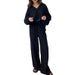 Women's Clothing Women's Fashionable Casual Cotton Linen Cardigan Autumn Spring Wide Leg Pants Set Long Sleeve Pocket Sports Suit_ecoleips.com