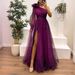 Off-Shoulder Chiffon Maxi – Gradient Print Dress For Berlin Gallery Nights & LA Rooftop Mixers NO BELT_ecoleips.com