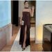Elegant Women's Strapless Ribbon Long Dress Vintage Mesh Patchwork Corset Maxi Dresses Summer Evening Wedding Guest White Yellow_ecoleips.com