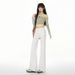 Sexy Hot Girl White Stretchy Flared Jeans For Women, New Spring Style, Non-clamming Mid-waist Bootcut Pants, Slimming_ecoleips.com
