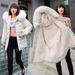 Trendy Detachable Faux Fur Hooded Puffer Jacket For Women - Winter Warm Oversized Polyester Coat With Windproof Design (6 Colors & 5 Sizes)_ecoleips.com
