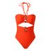 Women's Clothing Halter Neck Strapless Swimsuit Set Sexy Hollowed Out One Piece With High Waisted Printed Beach Skirt For Vacations And Hot Springs_ecoleips.com