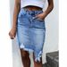 New Style Unique Distressed Irregular Bodycon Denim Skirt_ecoleips.com